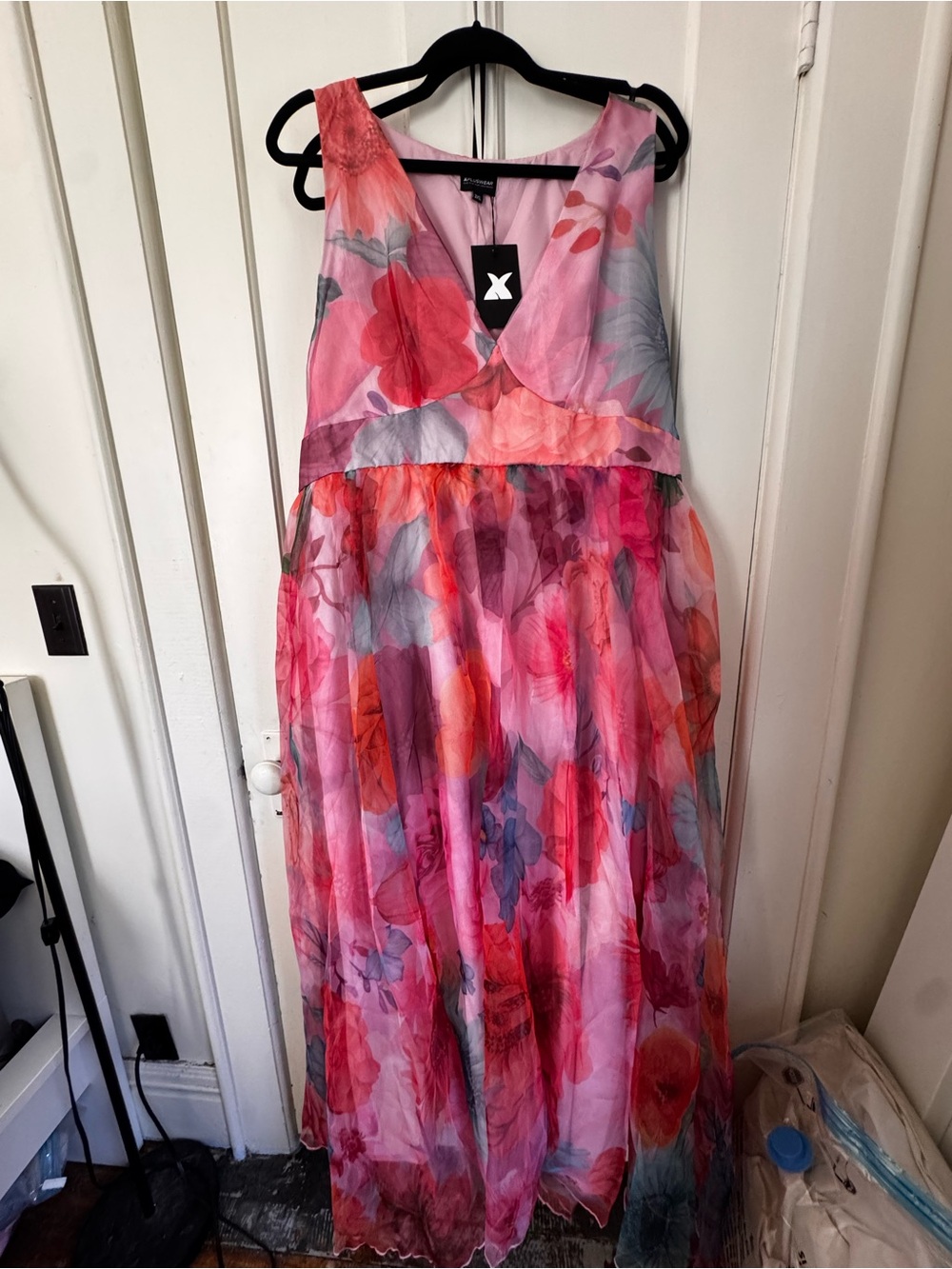 Pink Floral Sleeveless Maxi Dress Size 3XL